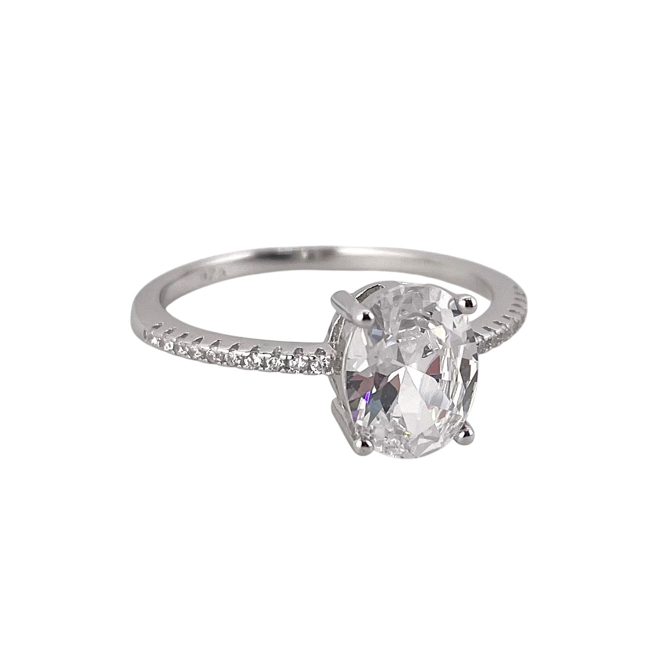 CZ Round Oval Ring Sterling Silver