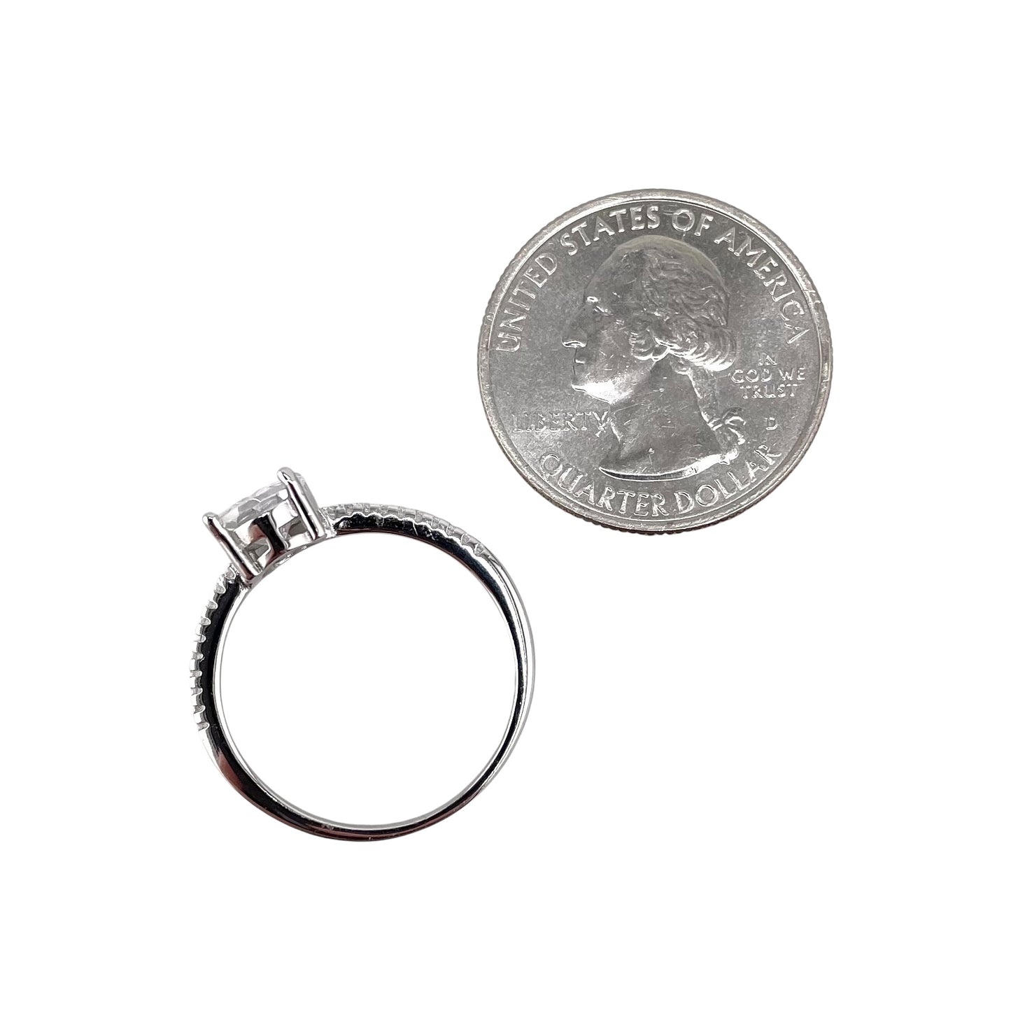 CZ Round Oval Ring Sterling Silver