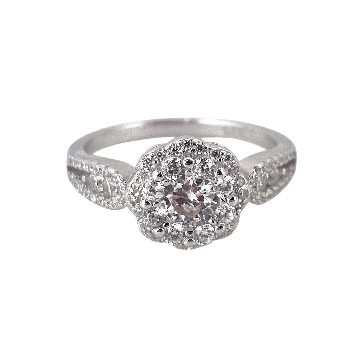 CZ Round Cluster Ring Sterling Silver