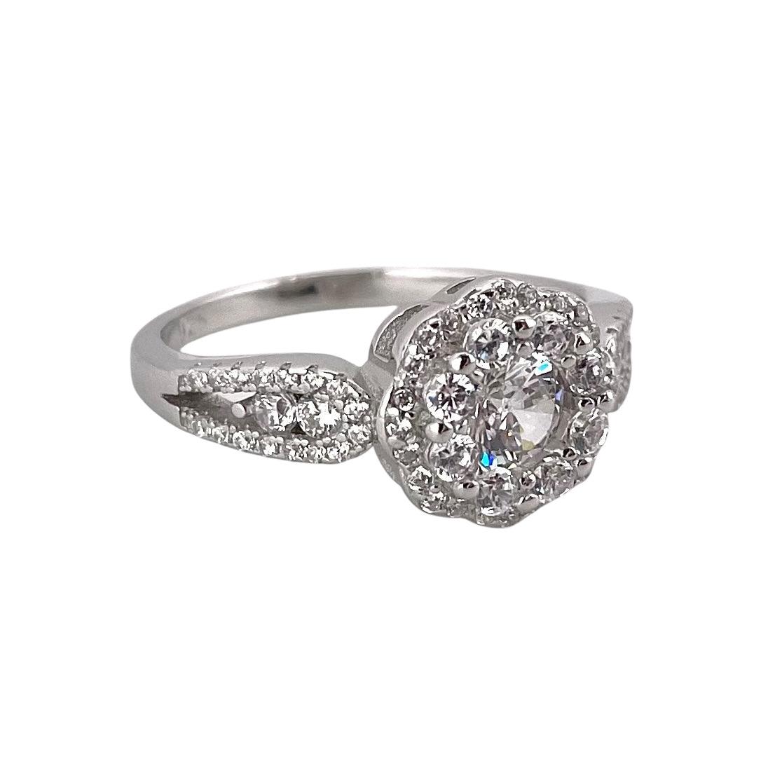 CZ Round Cluster Ring Sterling Silver