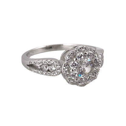 CZ Round Cluster Ring Sterling Silver