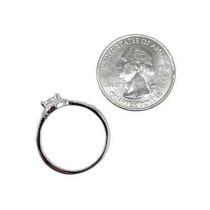 CZ Round Stone Ring Sterling Silver