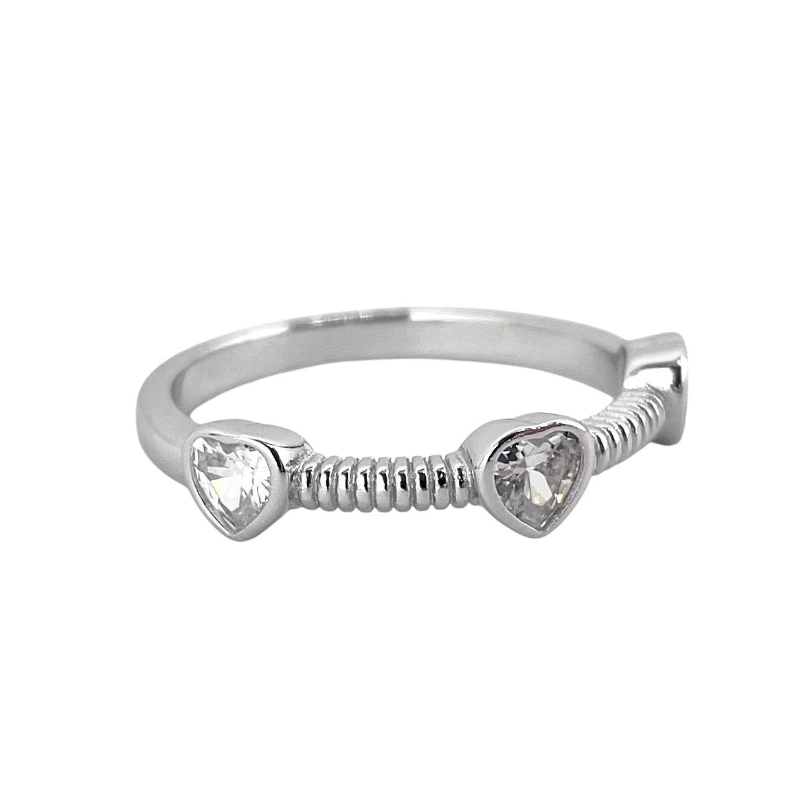 CZ 3 Heart Ring Sterling Silver