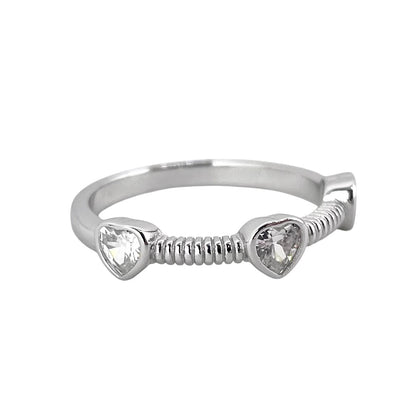 CZ 3 Heart Ring Sterling Silver