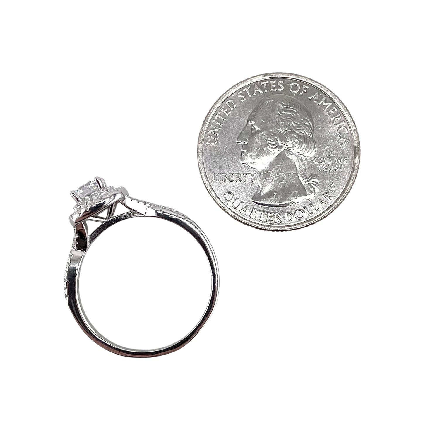 CZ Round Stacked Border Ring Sterling Silver