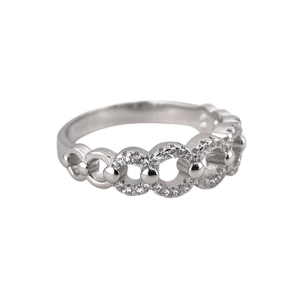 CZ Round Link Ring Sterling Silver