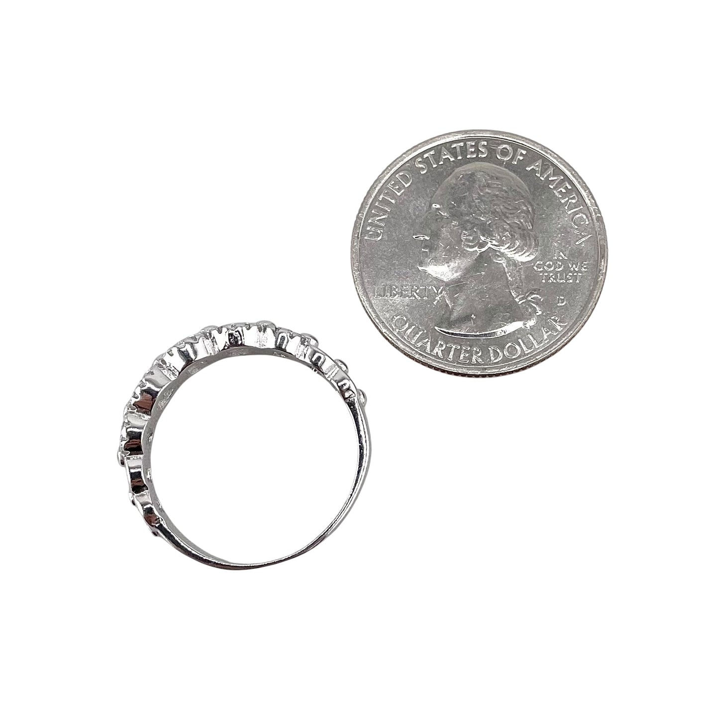 CZ Round Link Ring Sterling Silver