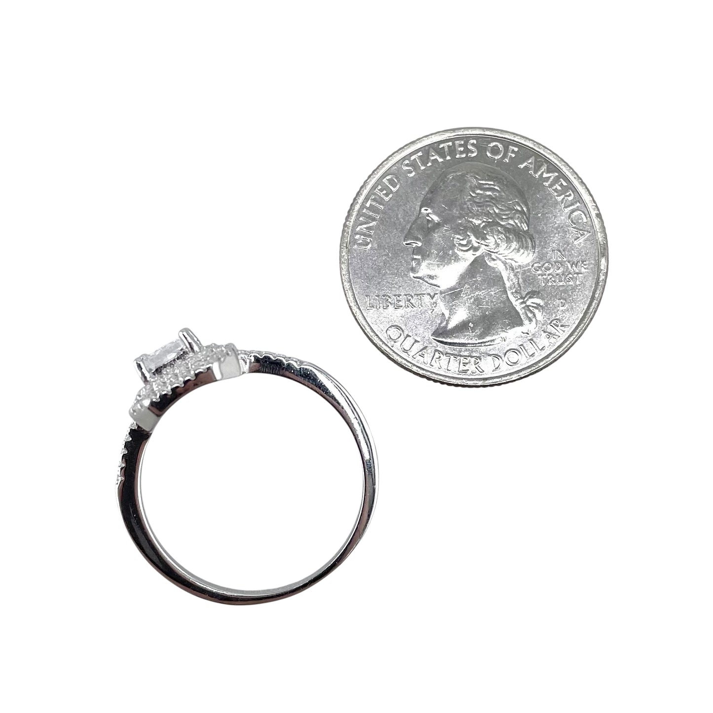 CZ Round Stacked Border Ring Sterling Silver