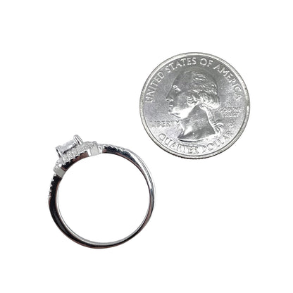 CZ Round Stacked Border Ring Sterling Silver