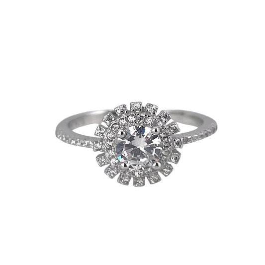 CZ Round Stone Ring Sterling Silver