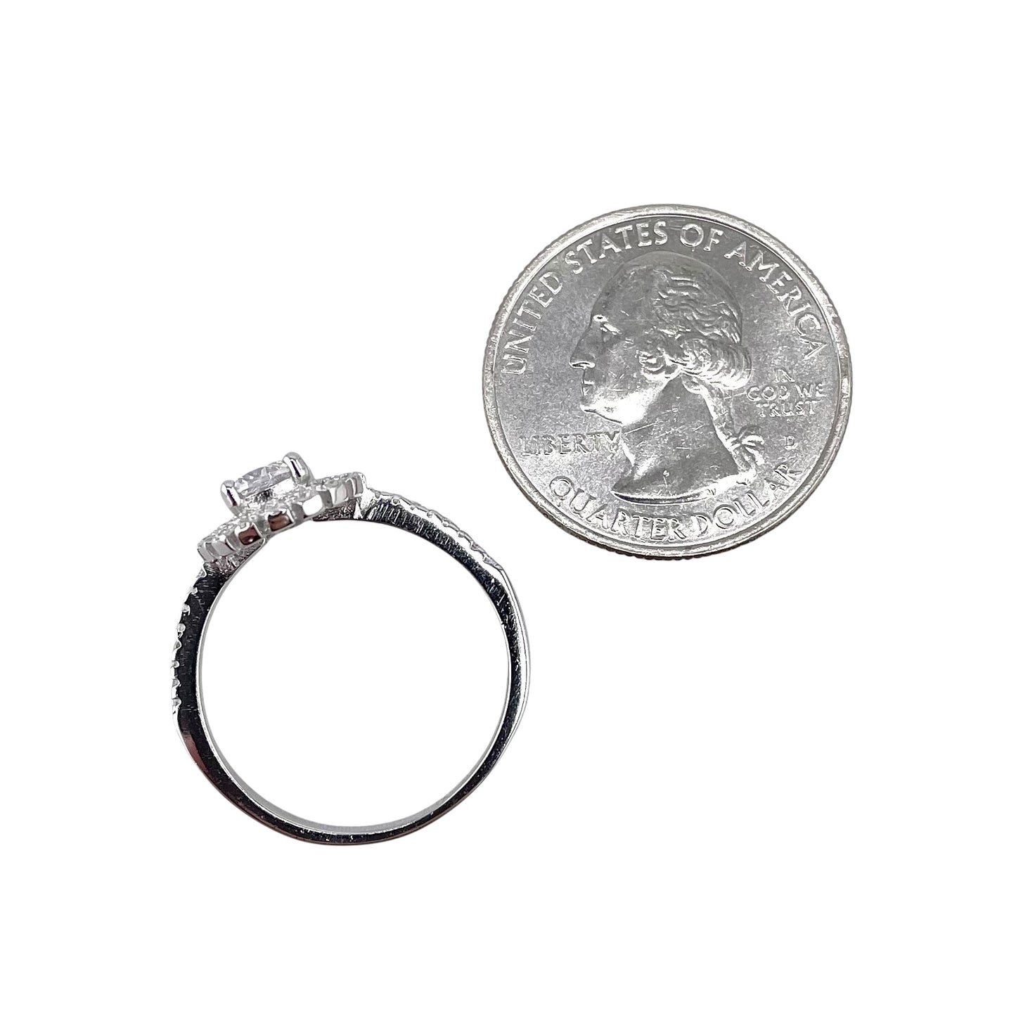 CZ Round Stone Ring Sterling Silver