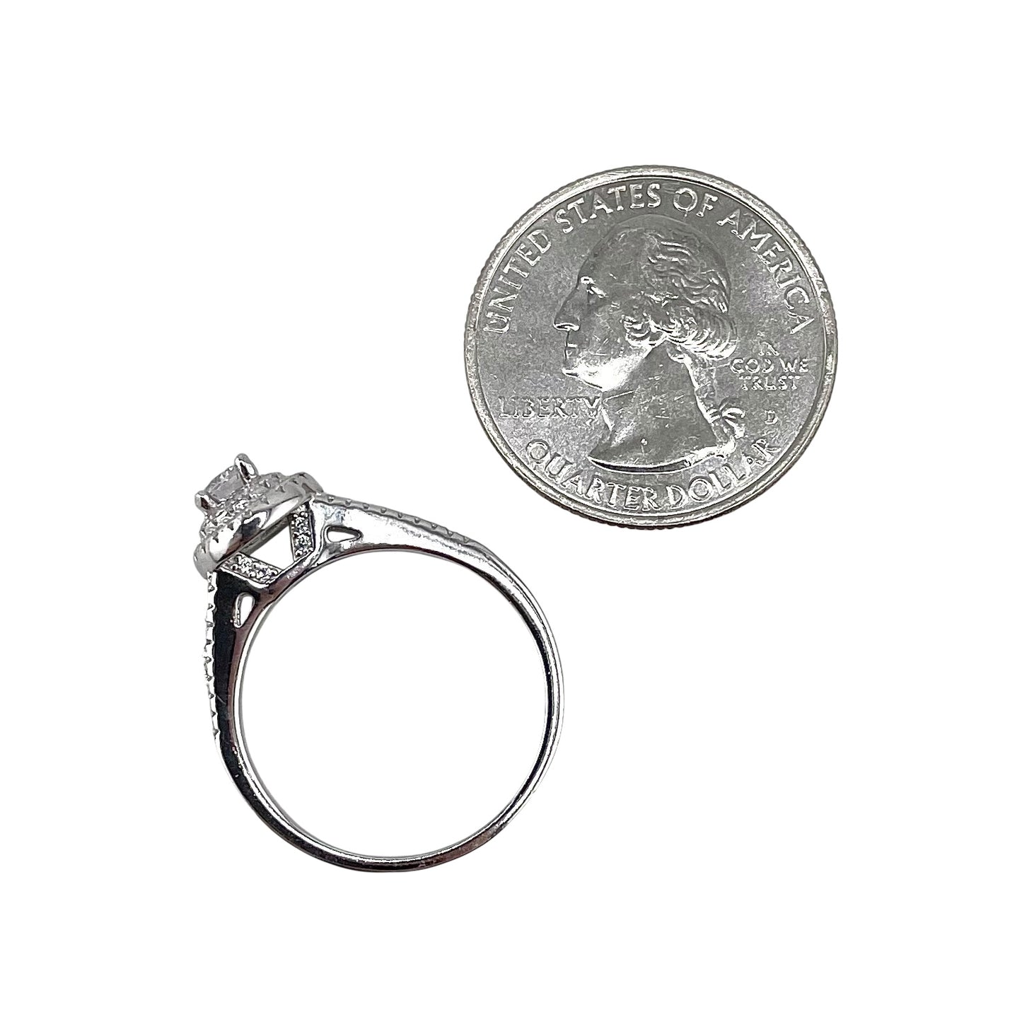 CZ Round Stacked Border Ring Sterling Silver
