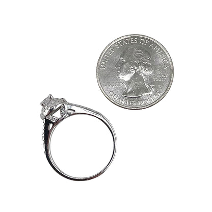 CZ Round Stacked Border Ring Sterling Silver