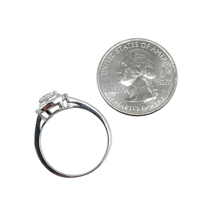 CZ Round Stone Border Ring Sterling Silver