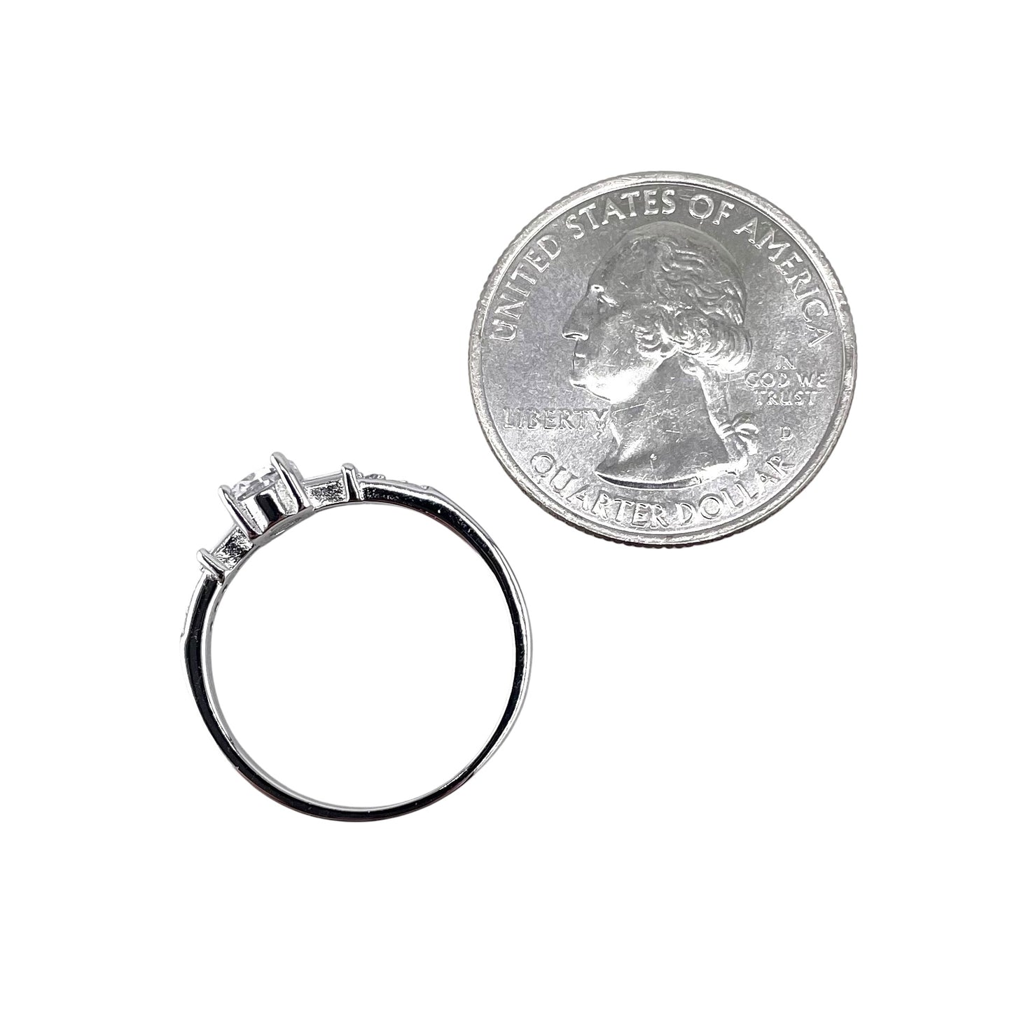 CZ Round Stone Ring Sterling Silver