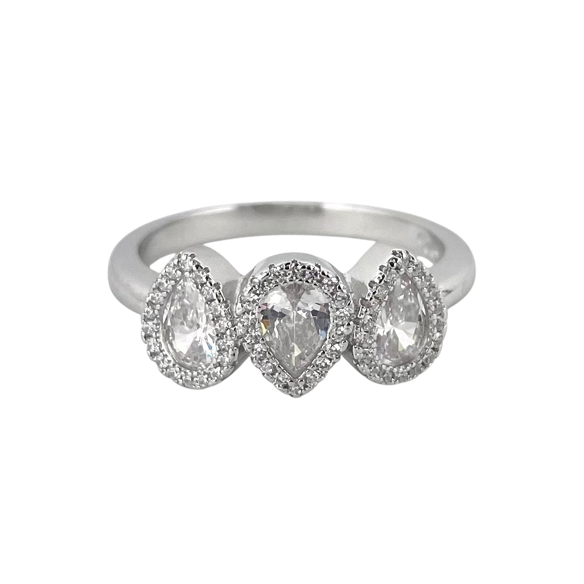 CZ Pear Stone Ring Sterling Silver