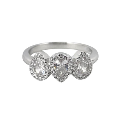 CZ Pear Stone Ring Sterling Silver