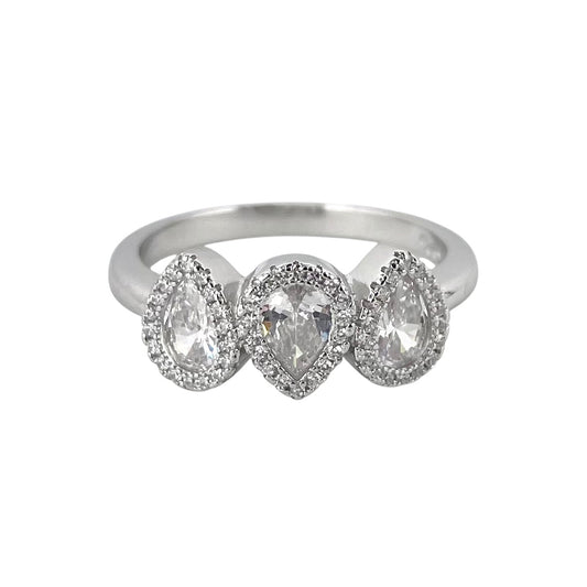 CZ Pear Stone Ring Sterling Silver