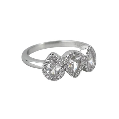 CZ Pear Stone Ring Sterling Silver