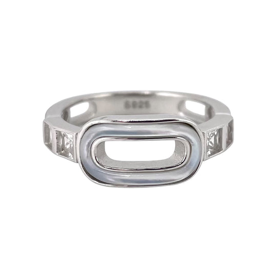 CZ Enamel Ring Sterling Silver