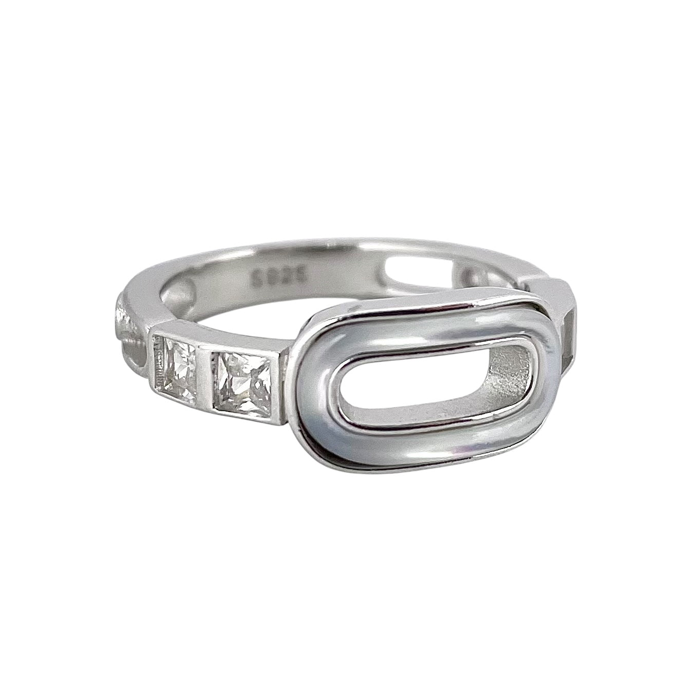 CZ Enamel Ring Sterling Silver