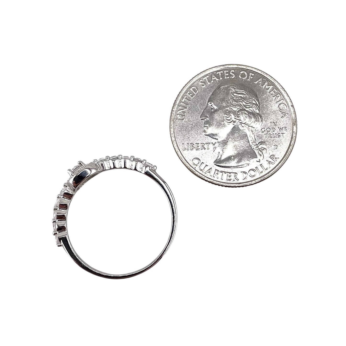 CZ Square & Round Stone Ring Sterling Silver