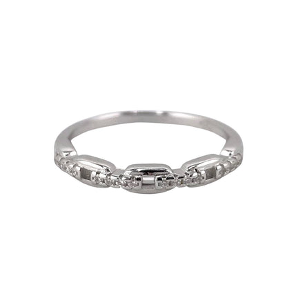 CZ Stone Link Ring Sterling Silver