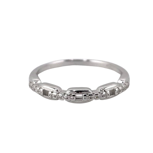 CZ Stone Link Ring Sterling Silver