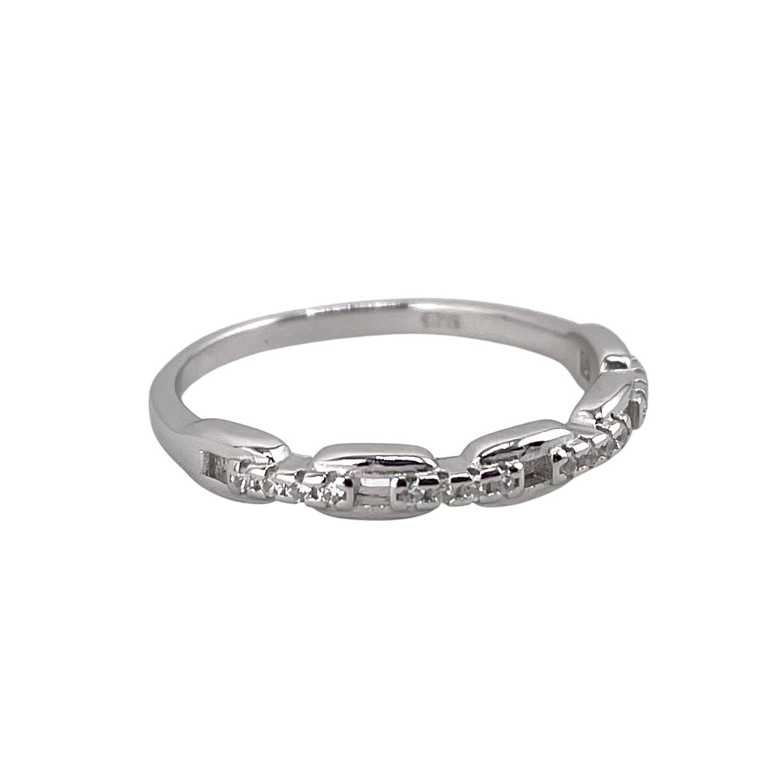 CZ Stone Link Ring Sterling Silver