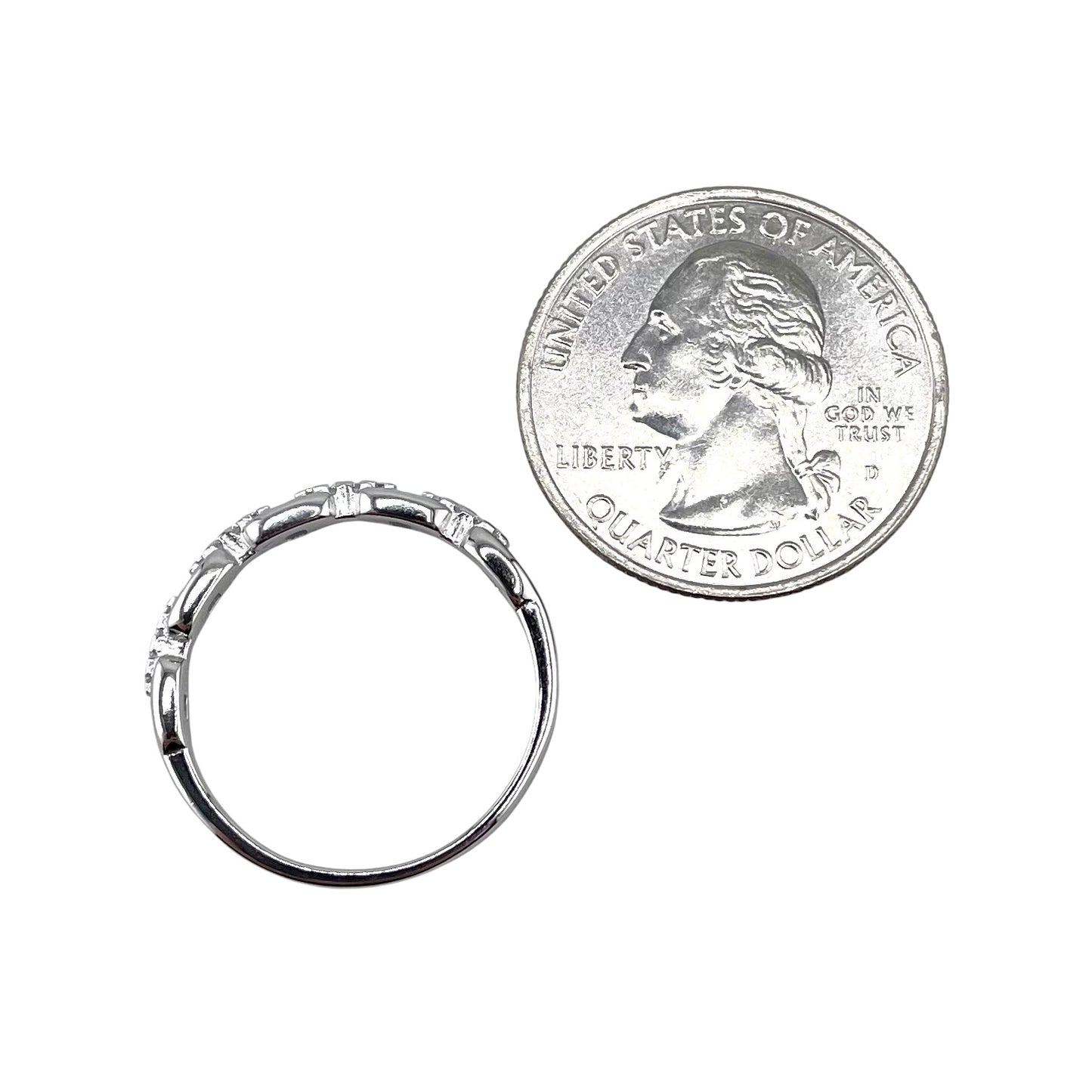 CZ Stone Link Ring Sterling Silver