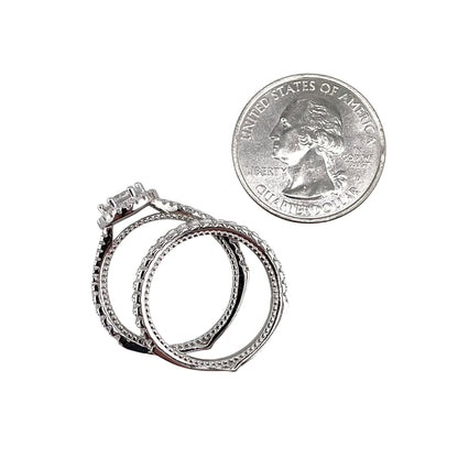CZ Stone Bridal Set Band Ring Sterling Silver