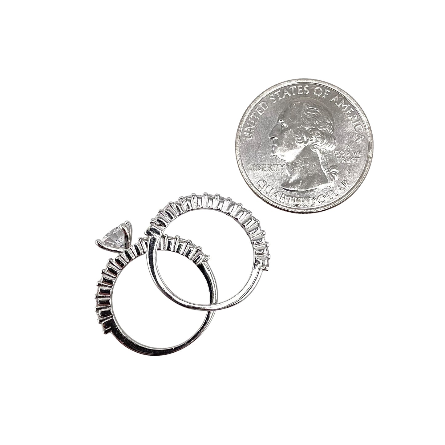 CZ Stone Bridal Set Band Ring Sterling Silver