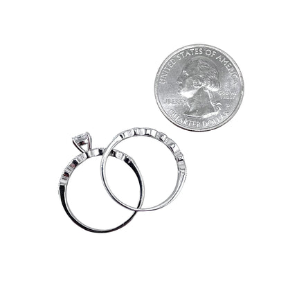 CZ Stone Round Bridal Set Band Ring Sterling Silver