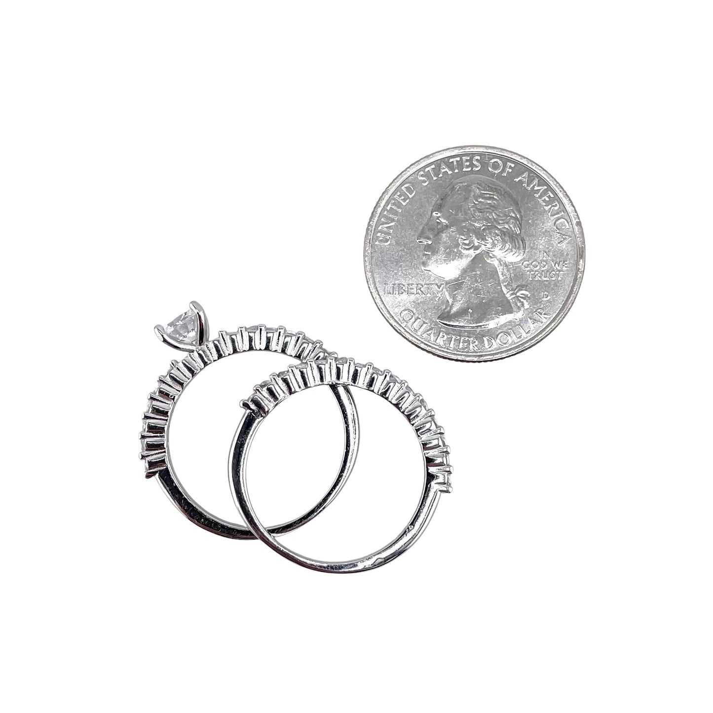 CZ Stone Round Bridal Set Band Ring Sterling Silver