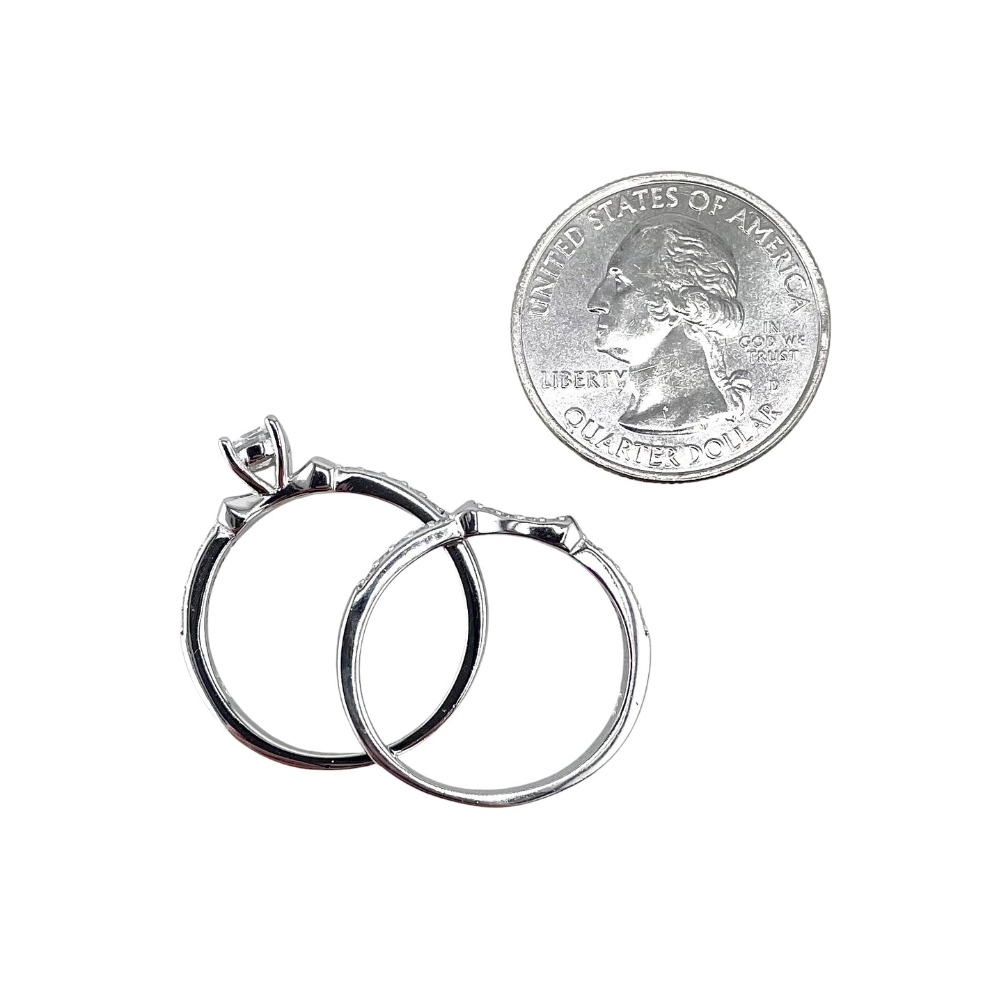CZ Stone Round Bridal Set Band Ring Sterling Silver
