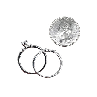 CZ Stone Round Bridal Set Band Ring Sterling Silver
