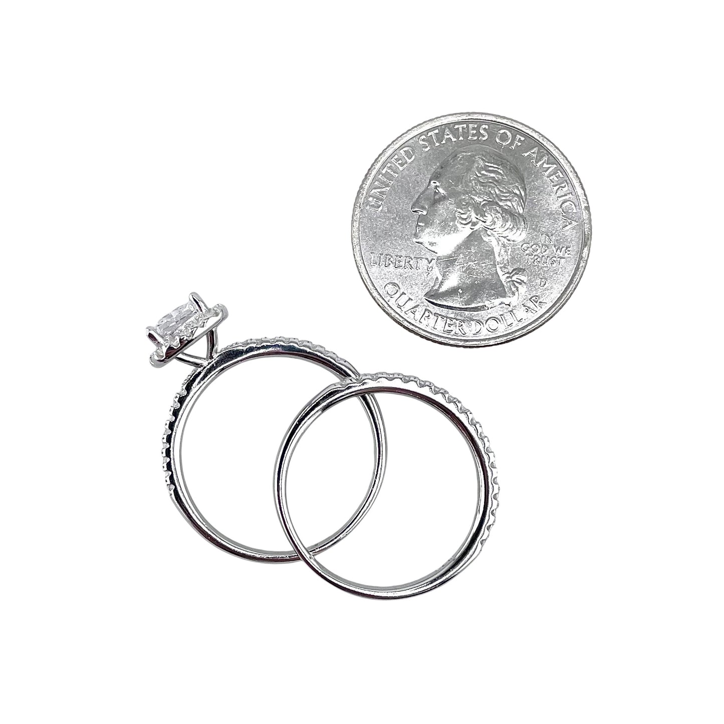 CZ Stone Princess Cut Bridal Set Band Ring Sterling Silver