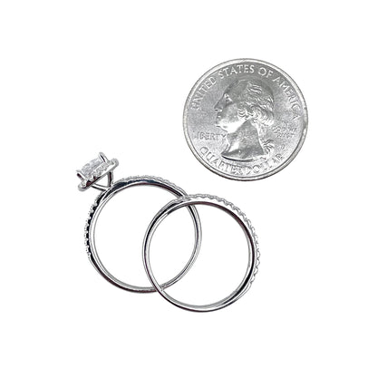 CZ Stone Princess Cut Bridal Set Band Ring Sterling Silver