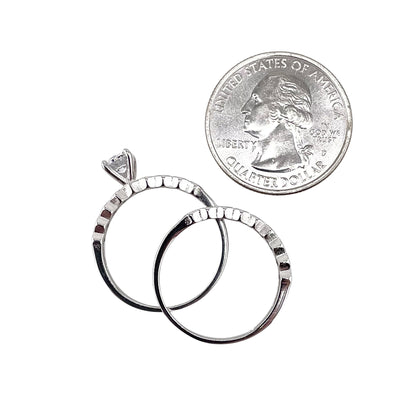 CZ Stone Round Bridal Set Band Ring Sterling Silver