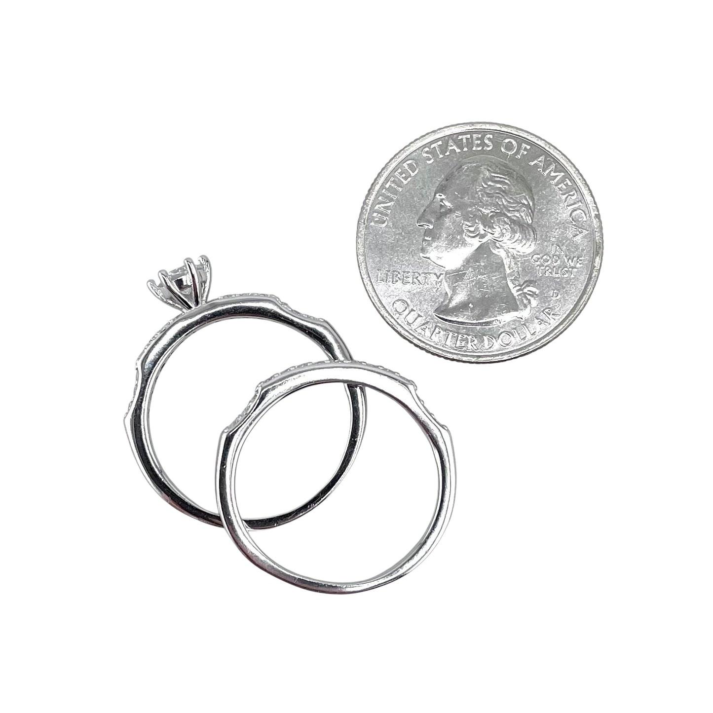 CZ Stone Round Bridal Set Band Ring Sterling Silver