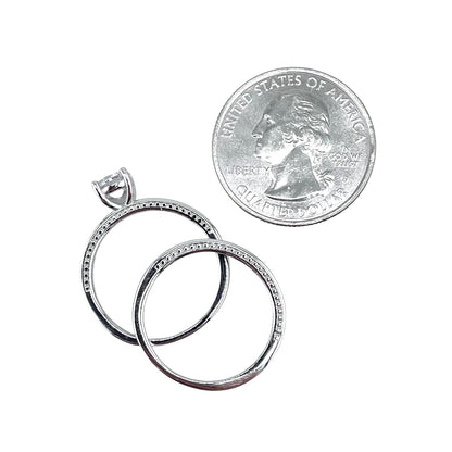 CZ Stone Round Bridal Set Band Ring Sterling Silver