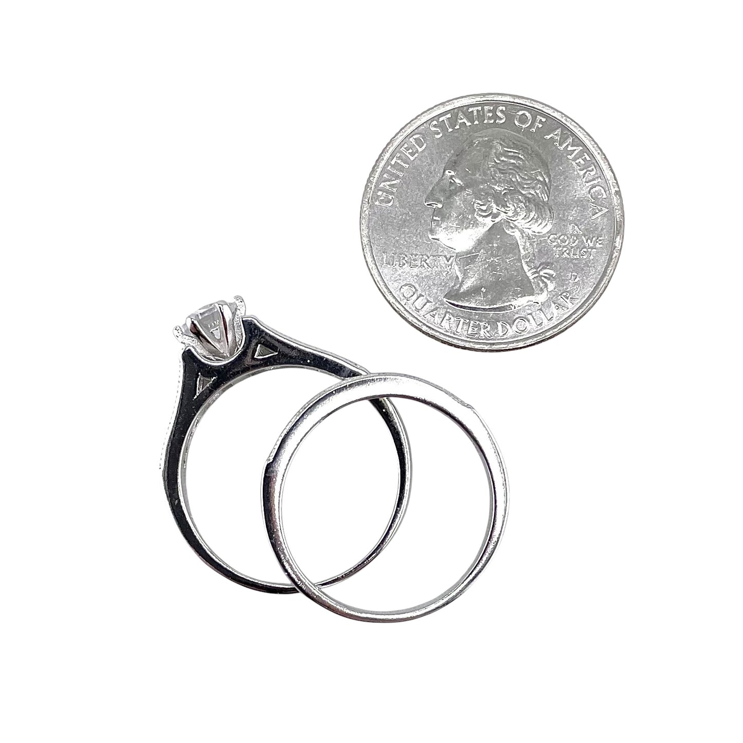 CZ Stone Round Bridal Set Band Ring Sterling Silver