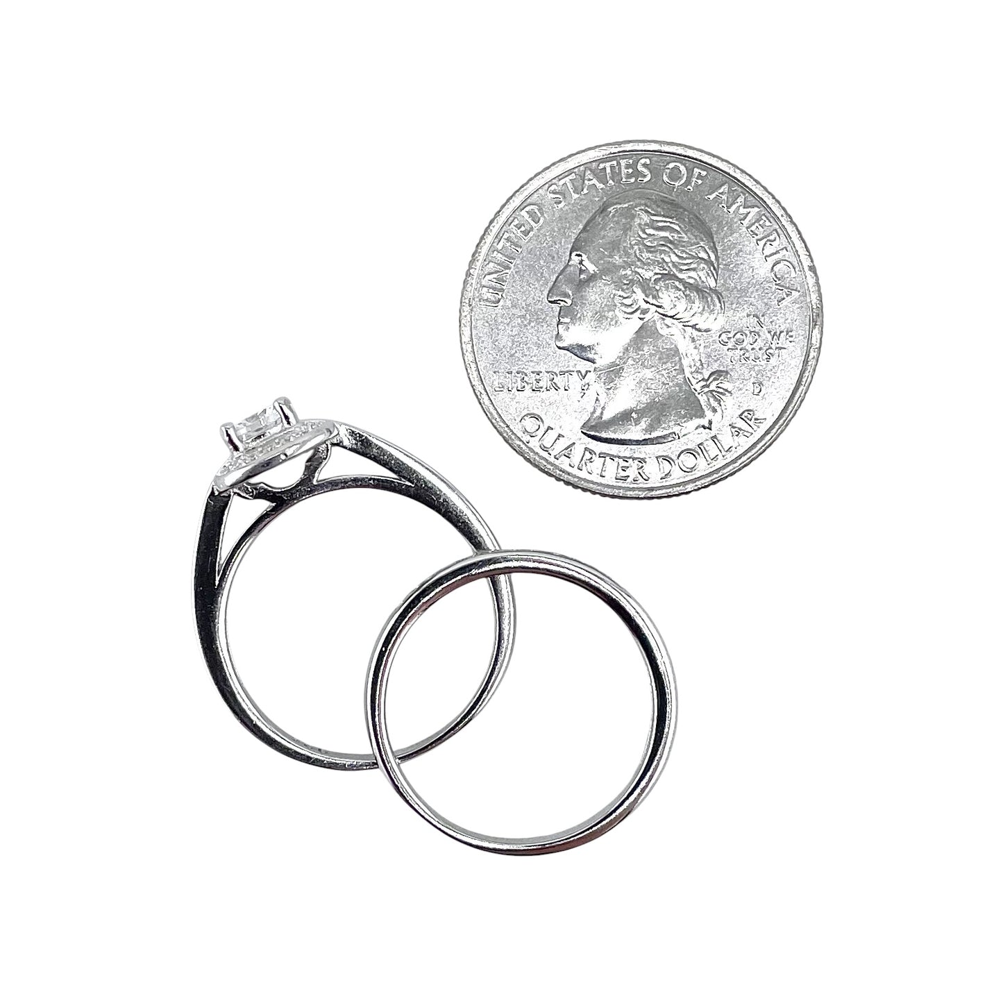 CZ Stone Round Bridal Set Band Ring Sterling Silver