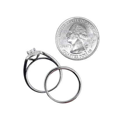 CZ Stone Round Bridal Set Band Ring Sterling Silver