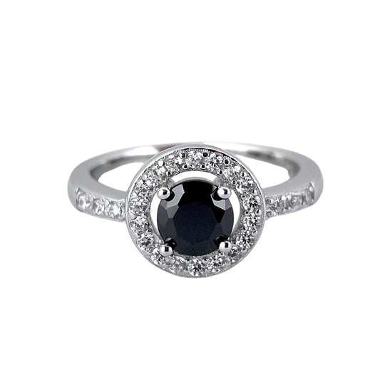 CZ Stone Round Ring Sterling Silver