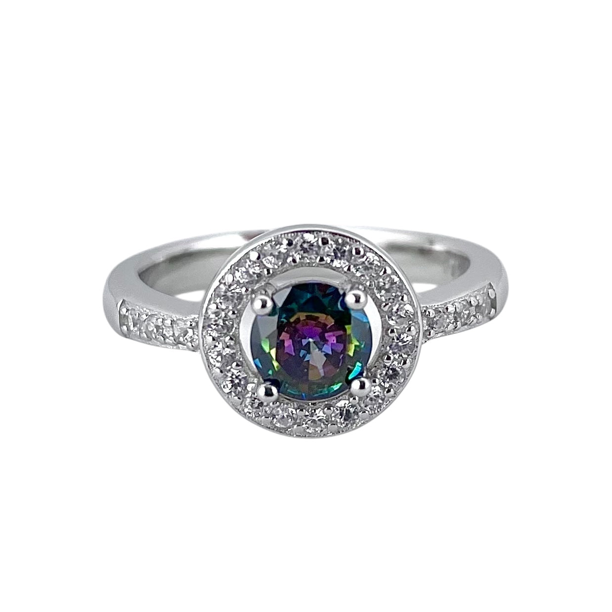 CZ Stone Round Ring Sterling Silver