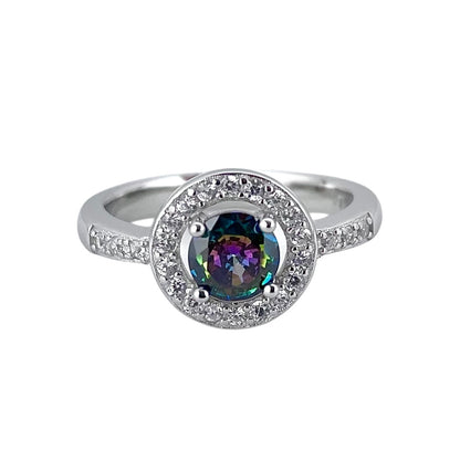 CZ Stone Round Ring Sterling Silver