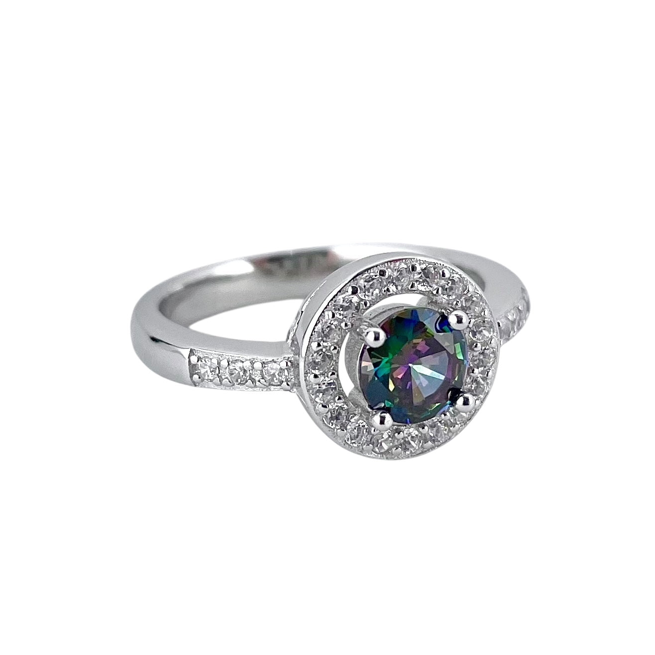 CZ Stone Round Ring Sterling Silver