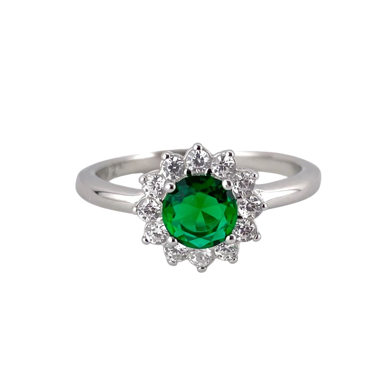CZ Stone Round Ring Sterling Silver