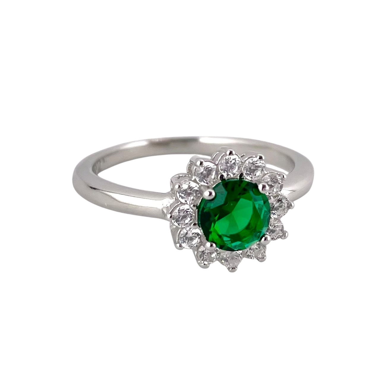 CZ Stone Round Ring Sterling Silver